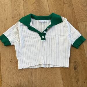 All The Ways - Joyce Collar Crop Top in White and Green